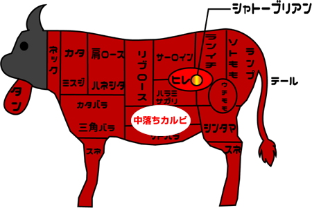 牛肉部位【中落ちカルビ】｜別名「ゲタカルビ」あばら骨の間にあって脂たっぷり！